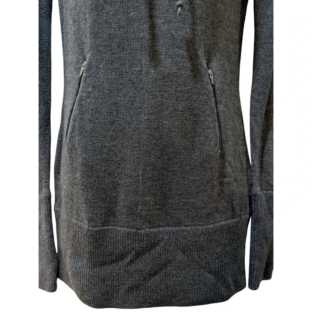 Dakini Charcoal Gray Cowl‎ Neck Zip Pocket Tunic Sweater Womens XS Wool Blend - Picture 3 of 8